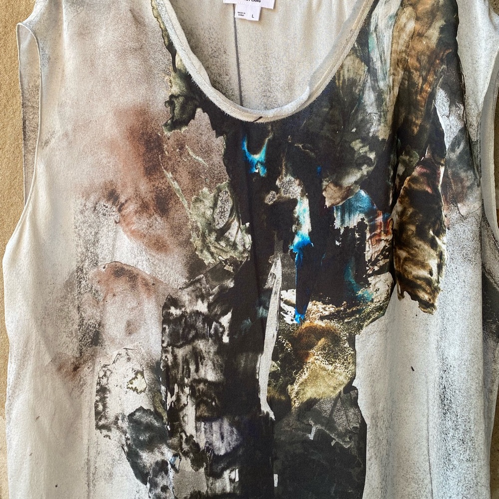 Women’s Helmut Lang Carrion abstract print sheer silk top - Picture 3 of 10